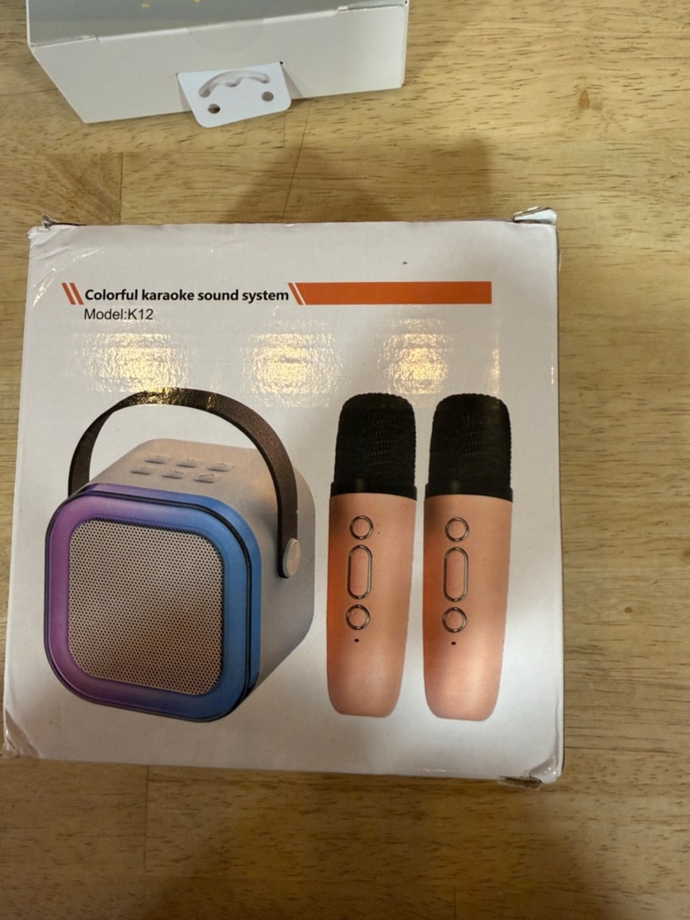 Colorful Karaoke Sound System with Two Microphones - Blue & Rose Gold